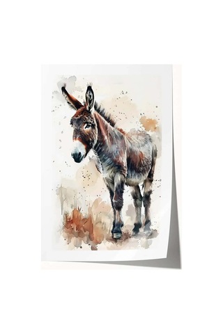 Donkey Figürlü Watercolor Duvar Tablosu 50x70cm - Pvc Canlı Uv Baskı Çerçevesiz Tablo