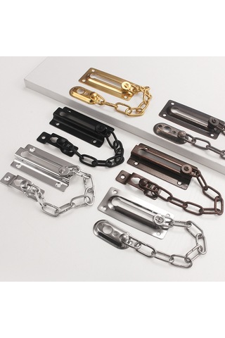 Sones Güvenlik Kapı Zinciri Hırsızlığa Karşı Ev Kapı Sürgü Mandalı Pencere Zincir Kilidi, Stil: Kare Siyah