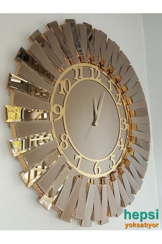 Güneş Golden Latin Bronze Altın Bronz 85 Cm Aynalı Duvar Saati
