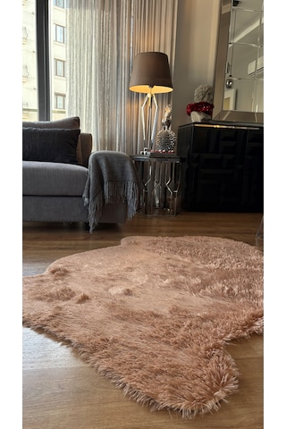 Tavşan Camel Yumuşak Dokulu Peluş Halı Tek Kafa Post