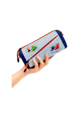 Kamp Temalı İki Bölmeli Kalem Kutusu Geniş Hacimli Kalemlik - Lacivert