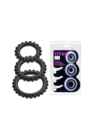 Truva Shop Baile Titan 3 Farklı Boyutta Tırtıklı Silikon Penis Halkası Seti