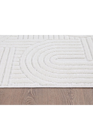 Mariesse Home Elit Bukleli Yumuşak Koridor Kesme Yolluk Dokuma Makine Halısı Yb0691b Beyaz