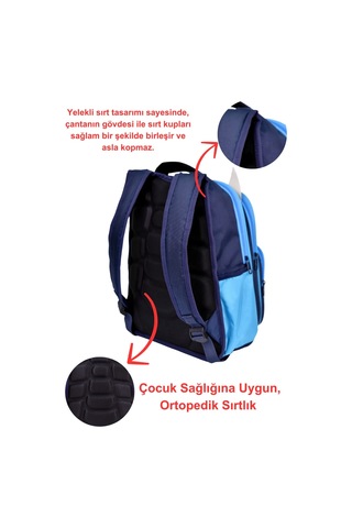 Köpek Balığı Baskılı Su Geçirmez Ortopedik Sırt Özellikli İlkokul