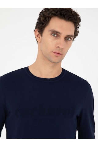 Cacharel Lacivert Slim Fit Bisiklet Yaka Triko Kazak