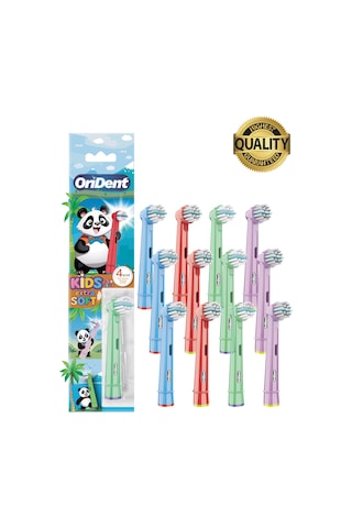 Panda Kids - Çocuklara Özel Oral-b Uyumlu 12 Adet Yedek Başlık Nazik Temizlik Ve Diş Eti Koruması