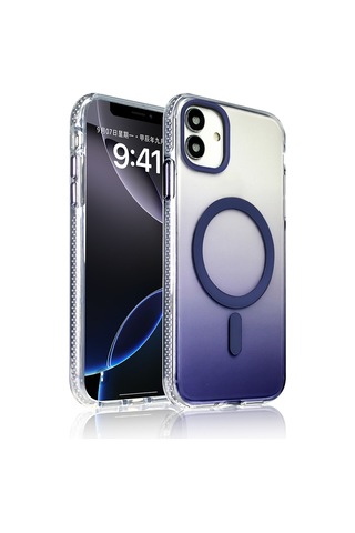 Zore İphone 14 Pro Max Kılıf M-safe Şarj Özellikli Transparan Renk Geçişli Nvth Toros Kapak - Mor