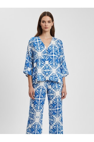 Xint Mavi Doğal Dökümlü Oversize Bluz 751188