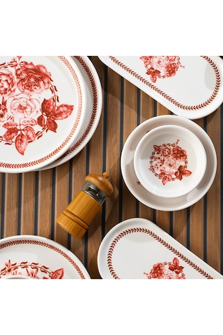 Perotti Danish Rose 14 Parça Seramik 6 Kişilik Kahvaltı Takımı Çok Renkli