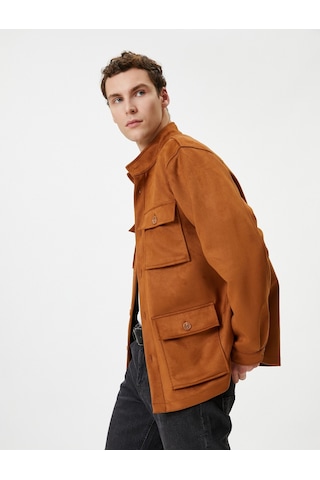 Koton Süet Görünümlü Ceket Slim Fit Cep Detaylı Düğmeli Kahverengi 4Wam20199Hw 4Wam20199Hw517 Kahverengi