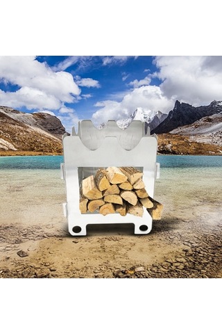 Tongxida Çok Fonksiyonlu Ahşap Yakıtlı Kamp Ocağı Katlanabilir Dış Mekan Sırt Çantası Hayatta Kalma Eşyası Gümüş Gümüş
