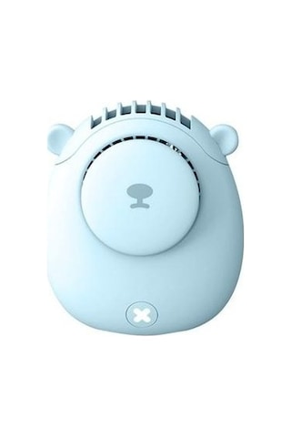 Taşınabilir Boyun Fan Sevimli Ayı Açık Seyahat Elbisesi Bel Olabilir Hung Küçük Fan Ayarlanabilir 2 Hız Minifan G41 Dbs4mh Mavi