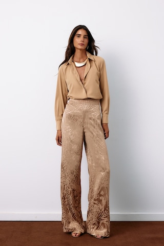Sateen Desenli Saten Pantolon - Vizon-134957 Vizon