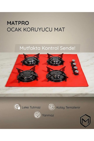 Kumtel Set Üstü Ocak Koruyucu Silikon Mat Kırmızı