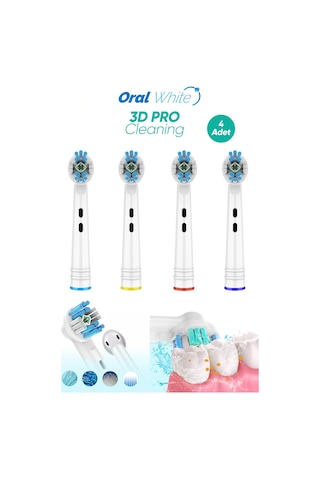 3 D Pro Cleaning Beyazlatma Teknolojisi Oral-B Uyumlu 4 Adet Yedek Başlık