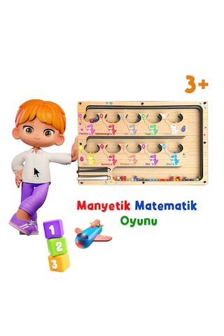 Tineke Manyetik Eğitici Renkli Sayma Ve Eşleştirme Labirenti Eğitim Oyuncağı Ahşap Montessori Oyunu Dinozor