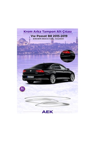 Volskwagen Passat B8 2015-2019 Araca Özel Krom Arka Tampon Çıtası