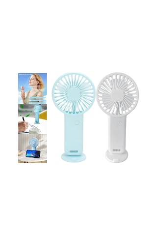 2 Adet Mini Fan,telefon Tutucu,portatif El Vantilatörü Mavi,beyaz 9,3x19cm