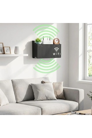 Duvar Tipi Wi-fi Modem Saklama Kutusu Siyah Kablo Düzenleyici Router Raf Organizer 5047 Belirtilmemiş