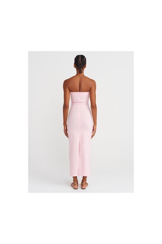 Dilvin 91368 Straplez Midi Elbise-toz Pembe-16528