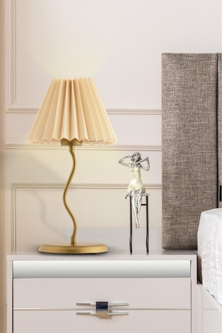Modern Tasarım Zigzag Umbrella Abajur Masa Lambası Eskitme Gold Gold