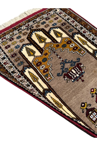 El Dokuma Sıfır Yahyalı Halısı Vizon Seccade 80x115 Yün Namazlık
