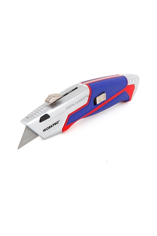 Workpro Wp213012 Ağır Hizmet Alüminyum Gövde Geri Çekilebilir Rötuş Maket Bıçağı + 4 Adet Yedek Bıçak Fr Wp213012