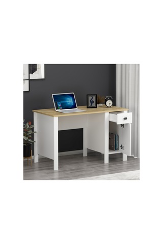 Verona Çalışma Masası - Beyaz / Safir Meşe Beyaz / Meşe