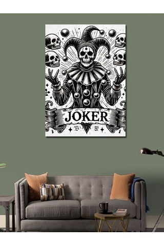 Kanvas Tablo Joker Kafatası Deseni 100cmx140cm