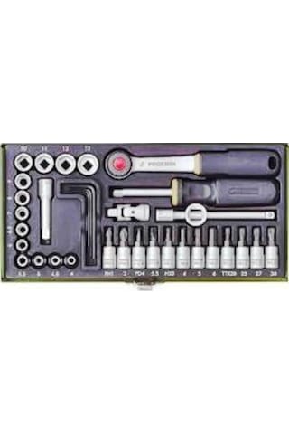 Proxxon 23080 1/4" Cırcır Kollu 36 Parçalı Lokma + Bits Set
