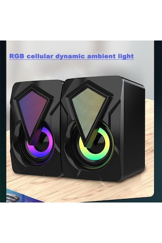 Rgb Işıklı Gaming Pc Bilgisayar Hoparlörü 1 + 1 Speaker X2