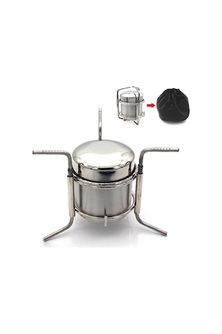 Taşınabilir Kamp Alkol Soba Katı Alkol Yakıt Katlanır Gümüş