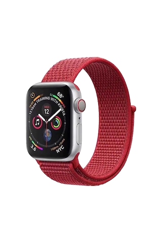 E2m Apple Uyumlu  Watch 42-44mm Krd-03 Hasır Kırmızı Kordo