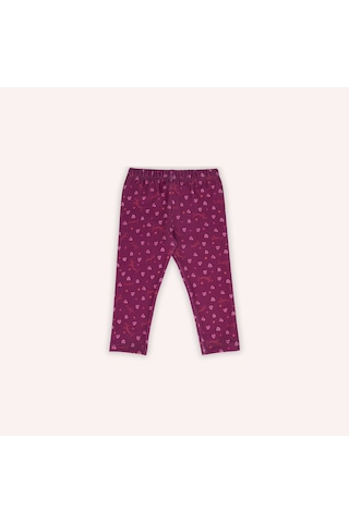Kız Çocuk Kalp Desenli Tayt Bordo Çok Renkli