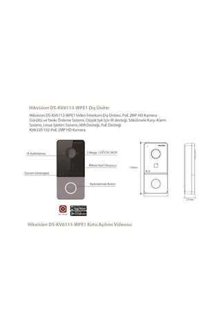 Hikvision Ds-Kv6113-Wpe1 Villa Tipi Ip Interkom Dış Ünite