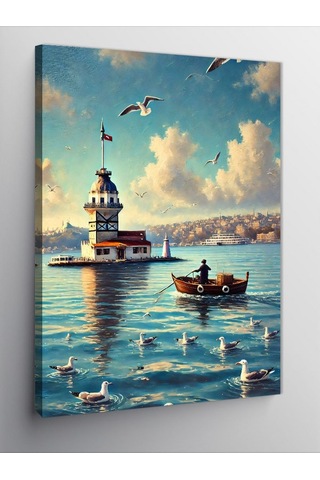 Kanvas Tablo Kız Kulesi Ve Deniz 70cmx100cm