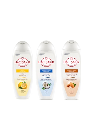 Hacı Şakir Şampuan 500 Ml 3 Lü Karma Set / Limon - Hindistan Cevizi - Badem Tüm Saçlar