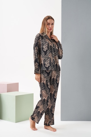 Relax Mode Kadın Siyah/leopar Pijama Takım - 28039r