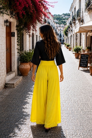Bohem Stil Italyan Korsajlı Astarlı İpek Wes Pantolon Boyu:105-110 Cm Sarı