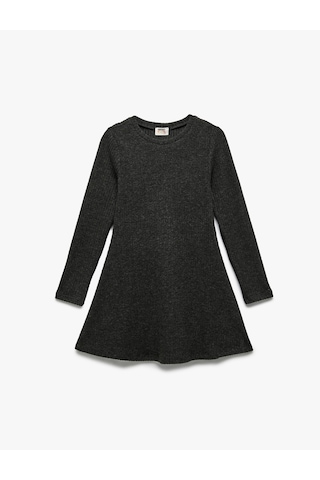 Koton Bisiklet Yaka Viskon Karışımlı Uzun Kollu Elbise Antrasit 6wkg80021ak 939