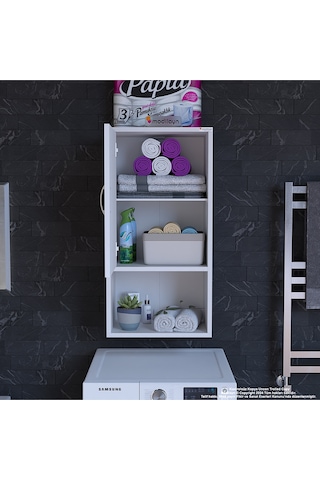 Şile 45 X 85 X 32,5 Cm Makine Üstü Asma Ve Çok Amaçlı Banyo Dolabı Beyaz