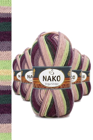 5 Adet Vega Stripe Premium Akrilik El Örgü İpi Yünü No: 82414 RYL-NWNKVS82414-5