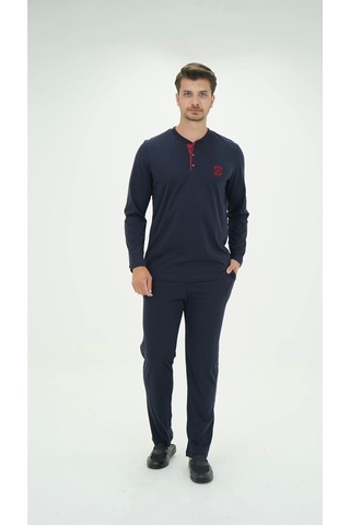 D's Damat 01005 Uzun Kol Pijama Takımı Lacivert