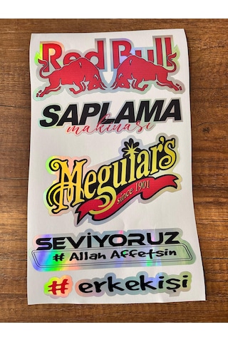 Araç Arka Cam Yazısı Hologramlı Yan Kapı, Yan Cam Stickerı Redbull