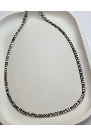 Erkek 5 Mm Kalınlığında Çelik Zincir Kolye Silver