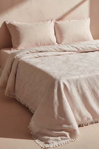 Style Pudra Çift Kişilik Yatak Örtüsü Seti Pembe