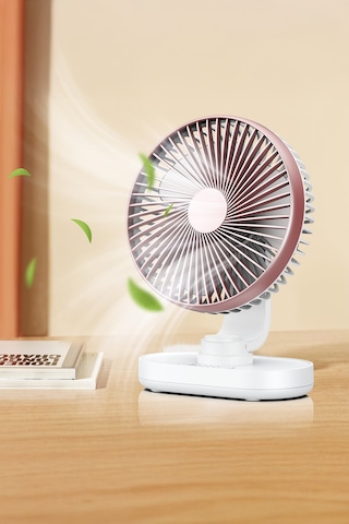 Thentech Ultra Sessiz Kademeli Otomatik Dönen Soğutucu Fan Masaüstü Şarjlı Vantilatör Sessiz Güçlü Beyaz