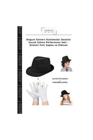 Astrid T Doğum Günleri Kutlamalar Danslar Çocuk Sahne Performans Seti Gösteri Fötr Şapka Ve Eldiven Çok Renkli