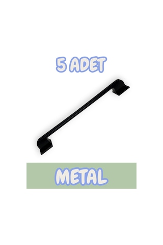 Beta Düz Metal Lüks Modern Mobilya Çekmece Mutfak Dolabı Kulpu Siyah 192mm 5 Adet Siyah