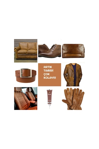 20 Ml. Kahve Deri Tamir Bakım Onarım Jeli Koltuk Çatlak Yırtık